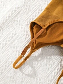 3 pièces Soutien-gorge sans dos avec sangles en spirale de couleur unie en forme de U et avec des bretelles réglables, lingerie