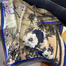 Châu Âu và Châu Mỹ Phong cách Hoa Textured Khăn quàng cổ , Gầy Và Dài In Khăn lụa Đối với Ngoài trời Và Đôi vai Bọc In Mùa Xuân Và Mùa thu - nhiều màu - Xem 8