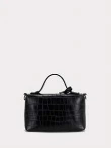 1 件女士 PU 材质简约优雅化妆包，长方形，石头、鸵鸟、蛇纹