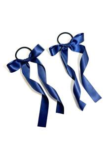 2 件女士粉色亮面丝带飘带蝴蝶结发带，适合日常约会、旅行、生日、派对和大学通勤可爱 - 粉色 - 查看 3