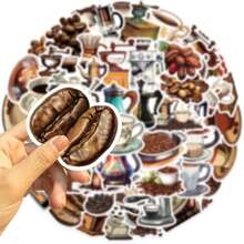 50张/包 咖啡机咖啡豆 防水DIY创意涂鸦贴纸，吉他 滑板 水瓶 保险杠 头盔 滑雪板 笔记本电脑 手机壳 冰箱门 行李箱 涂鸦贴纸 - 彩色 - 查看 6