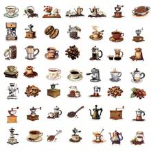 50张/包 咖啡机咖啡豆 防水DIY创意涂鸦贴纸，吉他 滑板 水瓶 保险杠 头盔 滑雪板 笔记本电脑 手机壳 冰箱门 行李箱 涂鸦贴纸 - 彩色 - 查看 7