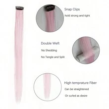 5Pcs Colored Mix Tinsel Clip In Hair Extensions, Multi-Colors Party Highlights Clip In Synthetic Straight Hairpiece For Women Girls