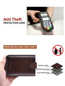 1pc Slim & Minimalist Leather Card Wallet For Men With Button Closure. It Can Hold Credit Card Bank Card Transportation Card And Cash. A Perfect Choice For Daily Use In 2024 Fashionable And Durable Business Casual - Coffee Brown - View 11