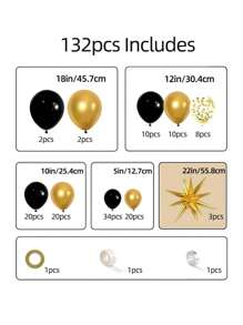 Bộ 132 quả bóng bay kim tuyến vàng, đen và vàng và bóng bay lá kim hình ngôi sao dùng để trang trí tiệc như tiệc sinh nhật, tiệc cưới, lễ kỷ niệm, tiệc cưới, tiệc tốt nghiệp, tiệc nghỉ hưu, trang trí phông nền chụp ảnh, trang trí bối cảnh, trang trí tiệc theo chủ đề, giáng sinh - Nhiều màu - Xem 2