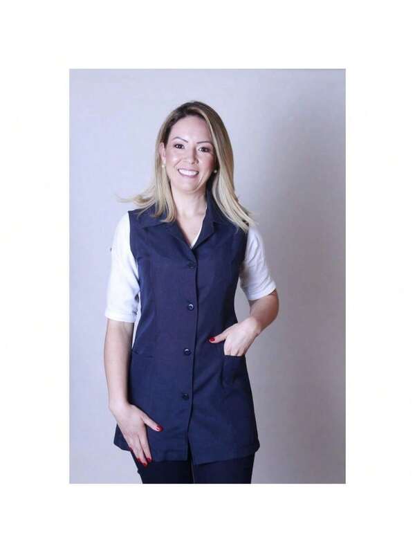 Jaleco Feminino Regata Sem Manga em tecido Oxford