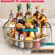 Slouchy Susan Turntable Organizer For Cabinet, Makeup Perfume Organizer, Plastic Rotating Turntray Container Bins, Round Spinning Organization For Pantry, Fridge, Countertop, Condiments - Grey - View 7