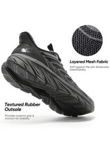 Men's Slip On Comfortable Walking Shoes Running Tennis Athletic Gym Workout Cross Training Sneakers - 黑色 - 查看 6