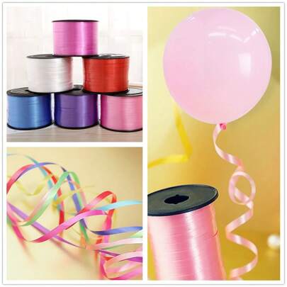 1 Roll 100 Yards Assorted Solid Color Plastic Balloon Ribbon Curling Streamer For Party Decoration, Christmas Gift Wrapping,Christmas