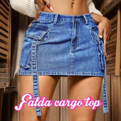 Falda cargo mezclilla
