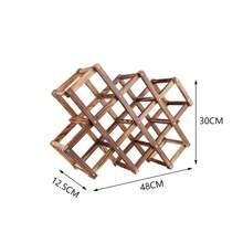 LIVINGANDHOME Living And Home Decorative Foldable Solid Wood Stackable Wine Rack,Wine Storage Shelf Organizer For Tabletop 10 Wine Bottle Holder - Brown - View 4