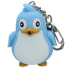 1 pieza Llavero de pingüino lindo con linterna LED, sonido y luz, regalo divertido de juguete para niños, porta llaves de animal divertido, linterna llavero - Azul - Ver 3