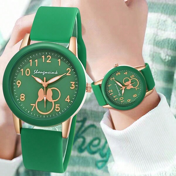 Reloj para mujeres: Reloj de muñeca de cuarzo casual con correa de silicona y reloj de mujer, regalo para el día de San Valentín