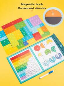 Magnetic Fraction Tiles & Fraction Circles Activity Set, Mathematical Fractional Bar And Circle Charts, 3+Preschool Mathematics Education Tool Book For Children - Multicolor - View 6