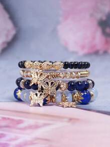 4入組波西米亞風格珠子蝴蝶手鏈 - 彩色 - 查看 8