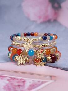 4入組波西米亞風格珠子蝴蝶手鏈 - 彩色 - 查看 9