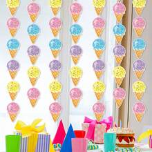 1條夏季派對裝飾掛飾，完美適用於海邊派對/冰淇淋形狀掛飾，用於海灘派對背景裝飾