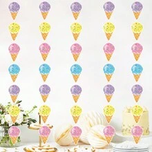 1條夏季派對裝飾掛飾，完美適用於海邊派對/冰淇淋形狀掛飾，用於海灘派對背景裝飾