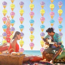 1條夏季派對裝飾掛飾，完美適用於海邊派對/冰淇淋形狀掛飾，用於海灘派對背景裝飾
