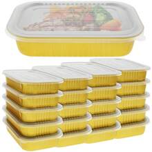 20Pcs Aluminum Foil Pans With Lids  Aluminum Foil Baking Tray Gold Foil Tray Container Rectangular Aluminum Cake Pans Multifunctional Foil Pans Heat Resistant For Microwave Ovens Baking - Gold - View 8