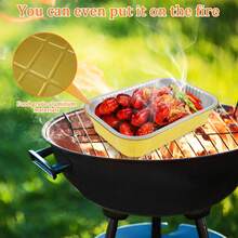 20Pcs Aluminum Foil Pans With Lids  Aluminum Foil Baking Tray Gold Foil Tray Container Rectangular Aluminum Cake Pans Multifunctional Foil Pans Heat Resistant For Microwave Ovens Baking - Gold - View 4