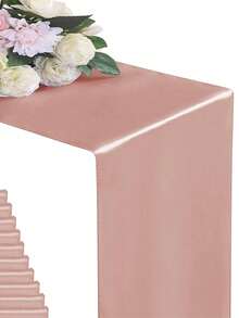 1 Miếng 28*275CM Màu thuần Xa ten Khăn trải bàn , Hoàn hảo Cho đám cưới , Cô dâu Gương sen , Lãng mạn & Thanh lịch Phòng ăn Đồ trang trí Đối với Lễ hội , Sinh nhật , Và Đặc biệt cơ hội - vàng hồng - Xem 3