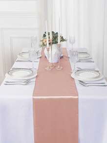 1 Miếng 28*275CM Màu thuần Xa ten Khăn trải bàn , Hoàn hảo Cho đám cưới , Cô dâu Gương sen , Lãng mạn & Thanh lịch Phòng ăn Đồ trang trí Đối với Lễ hội , Sinh nhật , Và Đặc biệt cơ hội - vàng hồng - Xem 1