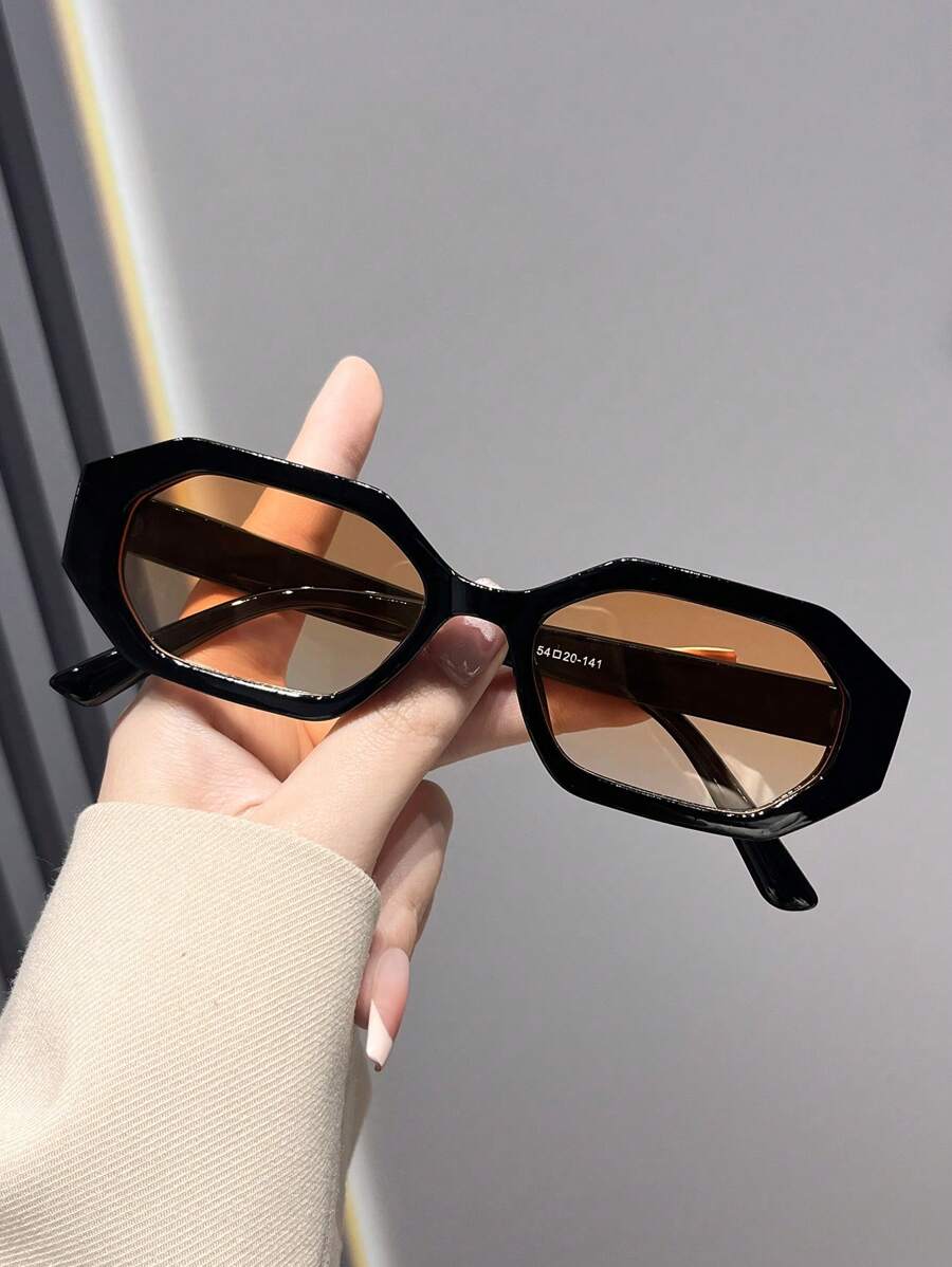 1 件/2 件女士复古几何椭圆形框架休闲太阳镜，适合日常、派对、街头、海滩、防紫外线 - 彩色 - 查看 1