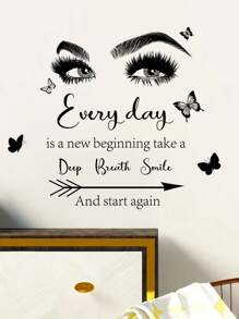 2pcs Motivational Wall Decal Quotes Every Day Is A New Beginning Vinyl Wall Stickers Positive Word Letter Decals Inspirational Wall Sticker For Bedroom Living Room Bathroom Office Yoga Decor11.8X11.8inchX2