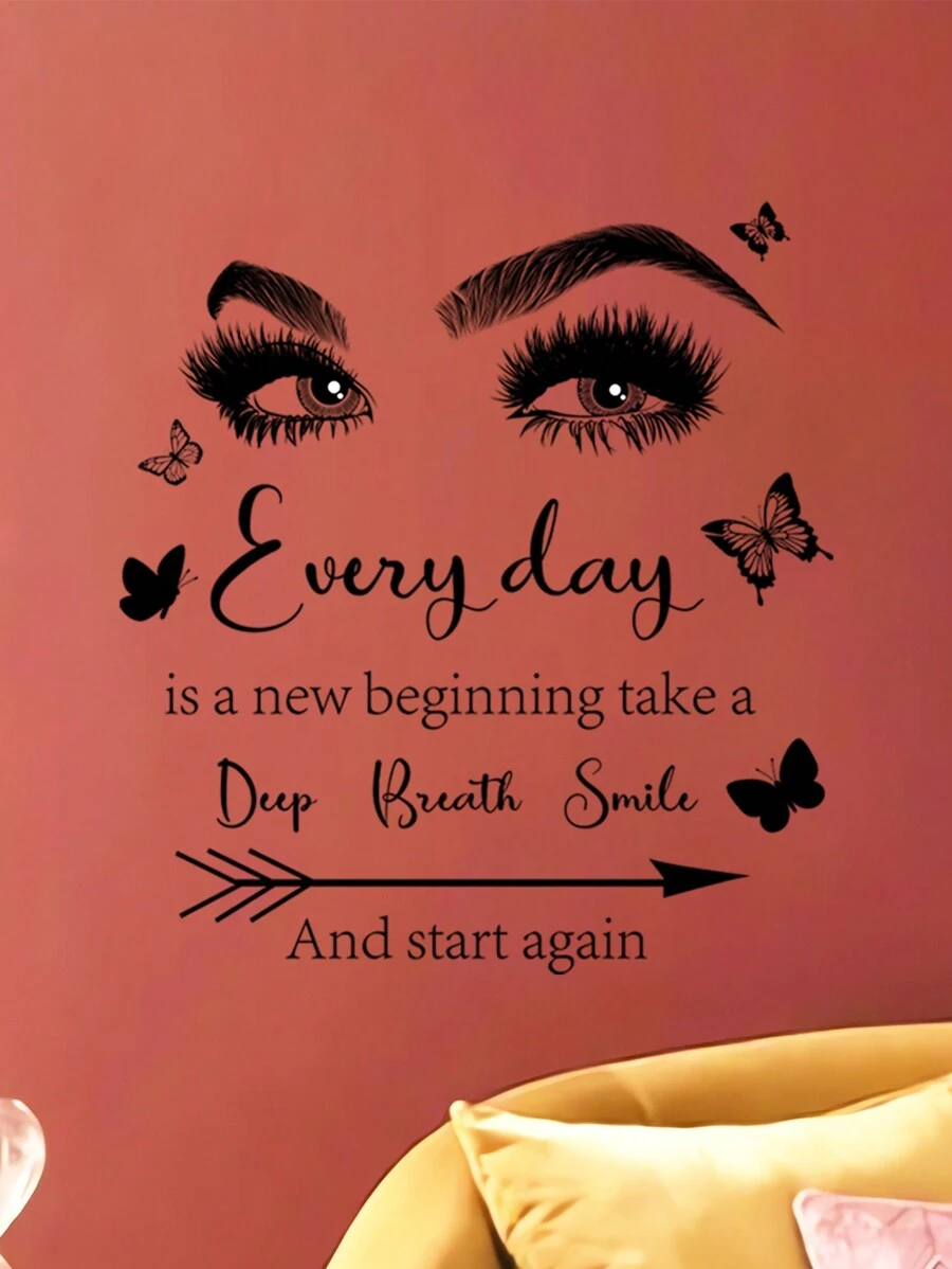 2pcs Motivational Wall Decal Quotes Every Day Is A New Beginning Vinyl Wall Stickers Positive Word Letter Decals Inspirational Wall Sticker For Bedroom Living Room Bathroom Office Yoga Decor11.8X11.8inchX2