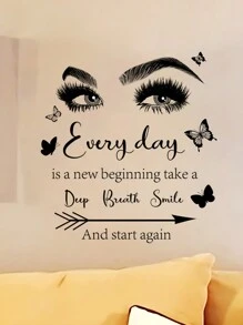 2pcs Motivational Wall Decal Quotes Every Day Is A New Beginning Vinyl Wall Stickers Positive Word Letter Decals Inspirational Wall Sticker For Bedroom Living Room Bathroom Office Yoga Decor11.8X11.8inchX2