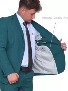 Italian Executive Slim Suit Microfiber Luxury Blend - Green - View 5