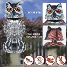 仿真貓頭鷹擺設嚇鳥,擺動頭雕塑,天敵稻草人塑像,防蟲劑,防鳥和鴿子驅逐室外庭院,花園防護罩 - 酒紅色 - 查看 1
