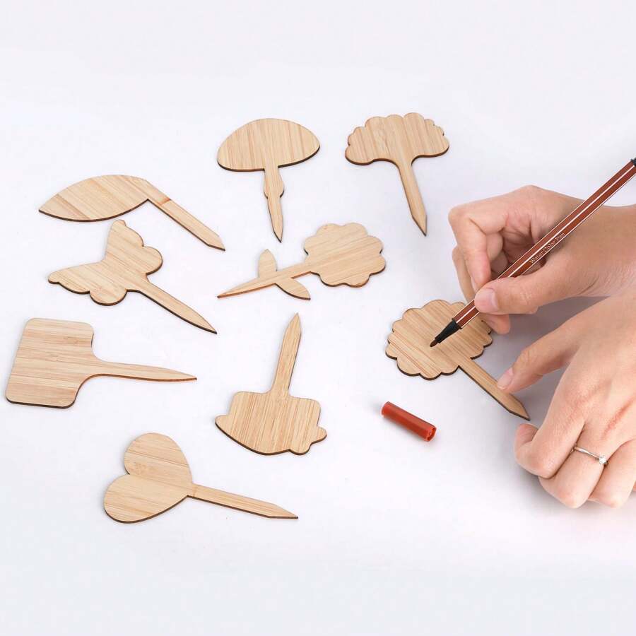 Laser Cut Garden Markers Bamboo Plant Labels - 6x1 Inch Laser Cut Herb  Garden Markers, Weatherproof Plant Signs Herb Garden Labels, image size:900x900