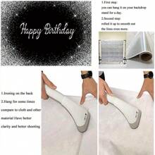 Black Birthday Party Backdrop With Silver Speckles, Reflective Fabric Photography Background, Banner For Cake Table, Dessert Table And Photo Booth Props,Christmas