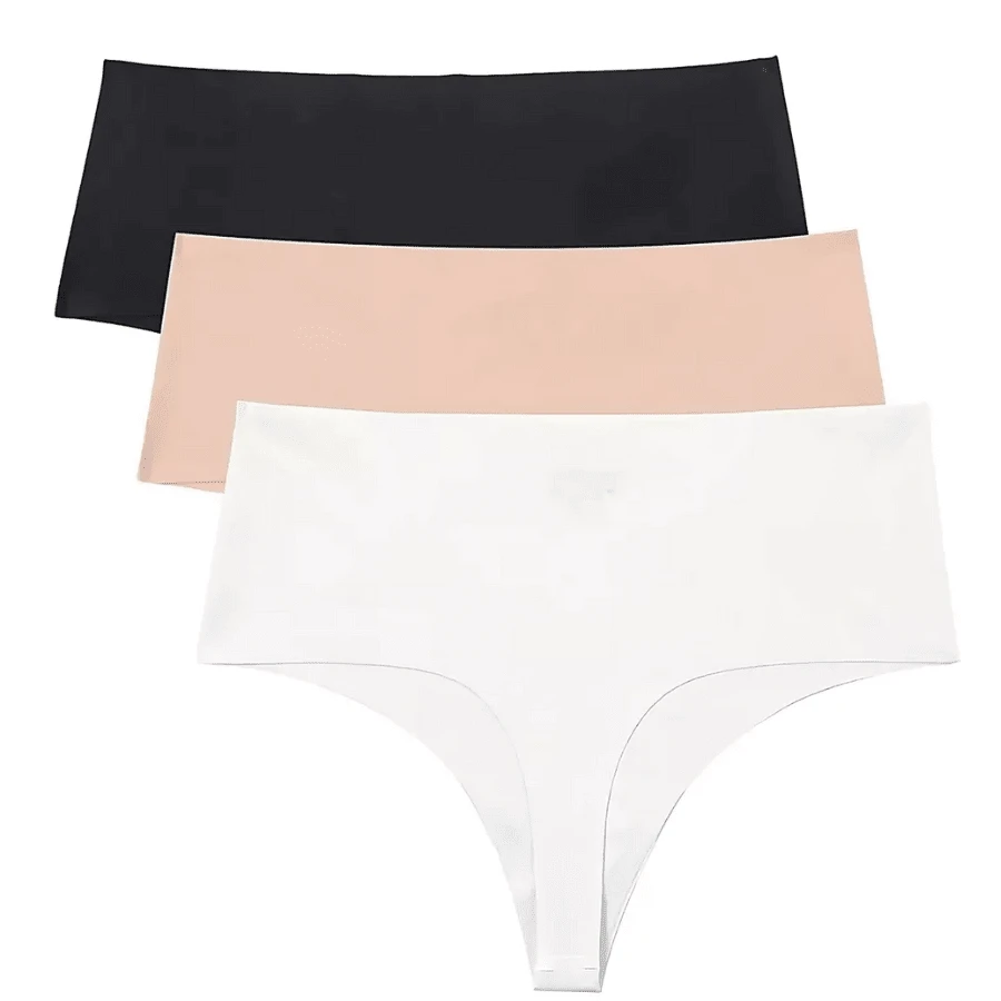 4 High-Waisted Thong Panties, Comfortable, Seamless, 9 Cm, Premium Laser Cut Waistband, Shaping, Non-Marking - 彩色 - 查看 1