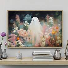 1 Máy Tính Dễ Thương Ma Trắng Vải Áp Phích, Phong Cách Tranh Sơn Dầu, Nghệ Thuật Trang Trí Nhà Cửa, Hoa Văn, Cho Phòng Khách, Phòng Ngủ, Phòng Tắm, Nhà Hàng, Thanh Trang Trí Tường, Chống Thấm Nước, Hội Họa, In, Tác Phẩm Nghệ Thuật. Không Gọng - I - Xem 4