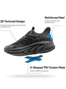 Men's Slip On Comfortable Walking Shoes Running Tennis Athletic Gym Workout Cross Training Sneakers - 黑色 - 查看 4