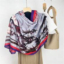 Châu Âu và Châu Mỹ Phong cách Hoa Textured Khăn quàng cổ , Gầy Và Dài In Khăn lụa Đối với Ngoài trời Và Đôi vai Bọc In Mùa Xuân Và Mùa thu - nhiều màu - Xem 13