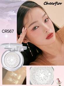 CHEERFLOR 面部粉底高光粉、腮红高光粉盘、光泽闪光高光粉、自然闪亮高光粉、彩妆亮肤粉、轻盈、光滑、面部美容化妆品 - CFR567米金乳泡 - 查看 3