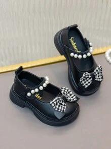 Girls Leather Shoes 2025 Spring New Fashion Butterfly Decor Princess Shoes, Soft Non-Slip Comfortable Ballet Flats, School Shoes For Toddlers - Black - View 4