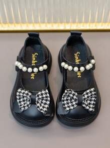 Girls Leather Shoes 2025 Spring New Fashion Butterfly Decor Princess Shoes, Soft Non-Slip Comfortable Ballet Flats, School Shoes For Toddlers - Black - View 2