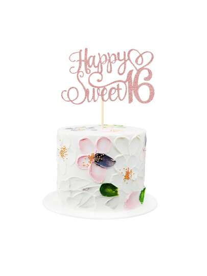 1 Pezzo Decorazione per Torta di Compleanno Sweet 16 con Scritta Glitterata "Auguri per i 16 Anni", Pick per Torta di 16° Compleanno, Decorazione per Festa di Compleanno 16esimo Anno, Decorazioni per Feste di Natale e Anniversario
