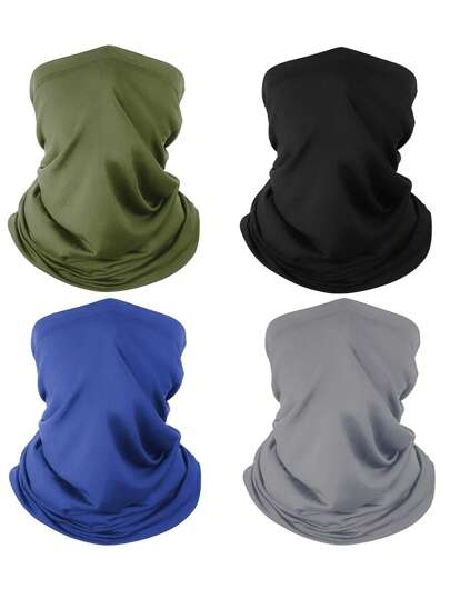 Sun Protective Anti UV  4 Pieces Summer Neck Gaiter Bandana Face Scarf Mask Sun Protection Thin Breathable Neck Gaiter For Men Women Cycling Running Ski Mask