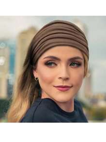 1pc Women's Wide Elastic Headband Solid Color Sweat-Absorbing Cotton Headband For Sports Yoga Running Fitness - Multicolor - View 5