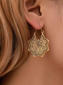1 đôi Retro Phong cách Bohemian Hợp kim Xu hướng: Cắt giảm Hình hoa Dangle Hoa tai Đối với phụ nữ , Thích hợp Đối với Món quà , Kỳ nghỉ Và Sử dụng hàng ngày - Màu Bạc Cổ - Xem 7