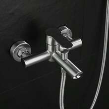 1pc In-Wall Hot & Cold Shower Faucet With Stainless Steel 3-Way Diverter And Handheld Shower, Mixing Valve Included - Brushed Silver - View 5
