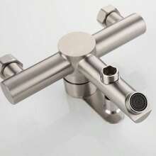 1pc In-Wall Hot & Cold Shower Faucet With Stainless Steel 3-Way Diverter And Handheld Shower, Mixing Valve Included - Brushed Silver - View 10