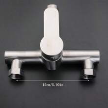 1pc In-Wall Hot & Cold Shower Faucet With Stainless Steel 3-Way Diverter And Handheld Shower, Mixing Valve Included - Brushed Silver - View 3