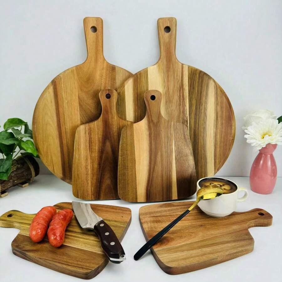 Pizza Plate, Tray, Chopping Board, Cutting Board, Small Cutting Board, Food Tray, Solid Wood Board, Beautiful And Convenient, Multi-Purpose Tray And Cutting Board, Have More Uses - Brown - View 1